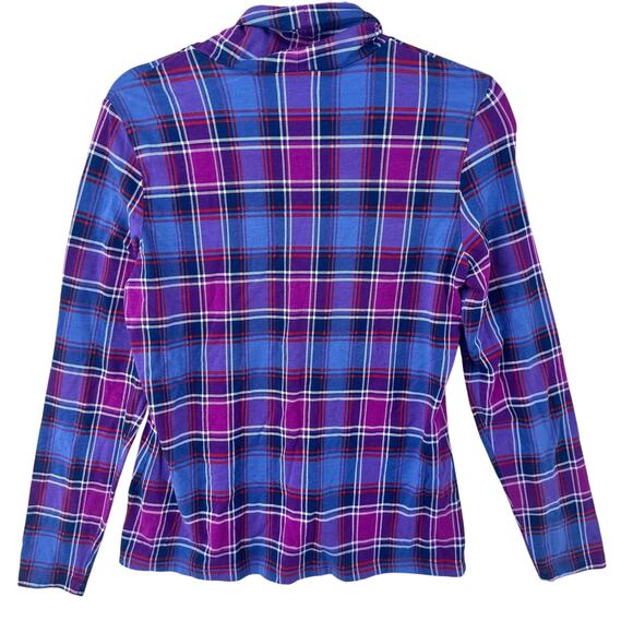 Lands' End Shaped Fit Plaid Turtleneck Sweater Women's Medium Petite - Picture 2 of 6